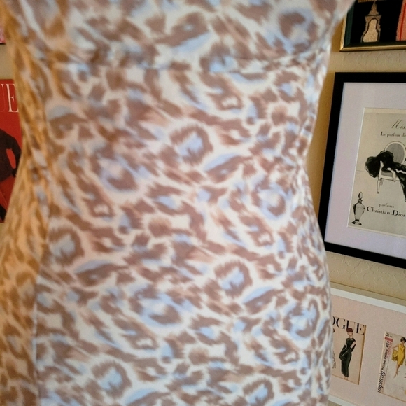 Victoria's Secret Silk Y2K Blue Cream and White Leopard Print Maxi Slip Dress - Picture 5 of 9